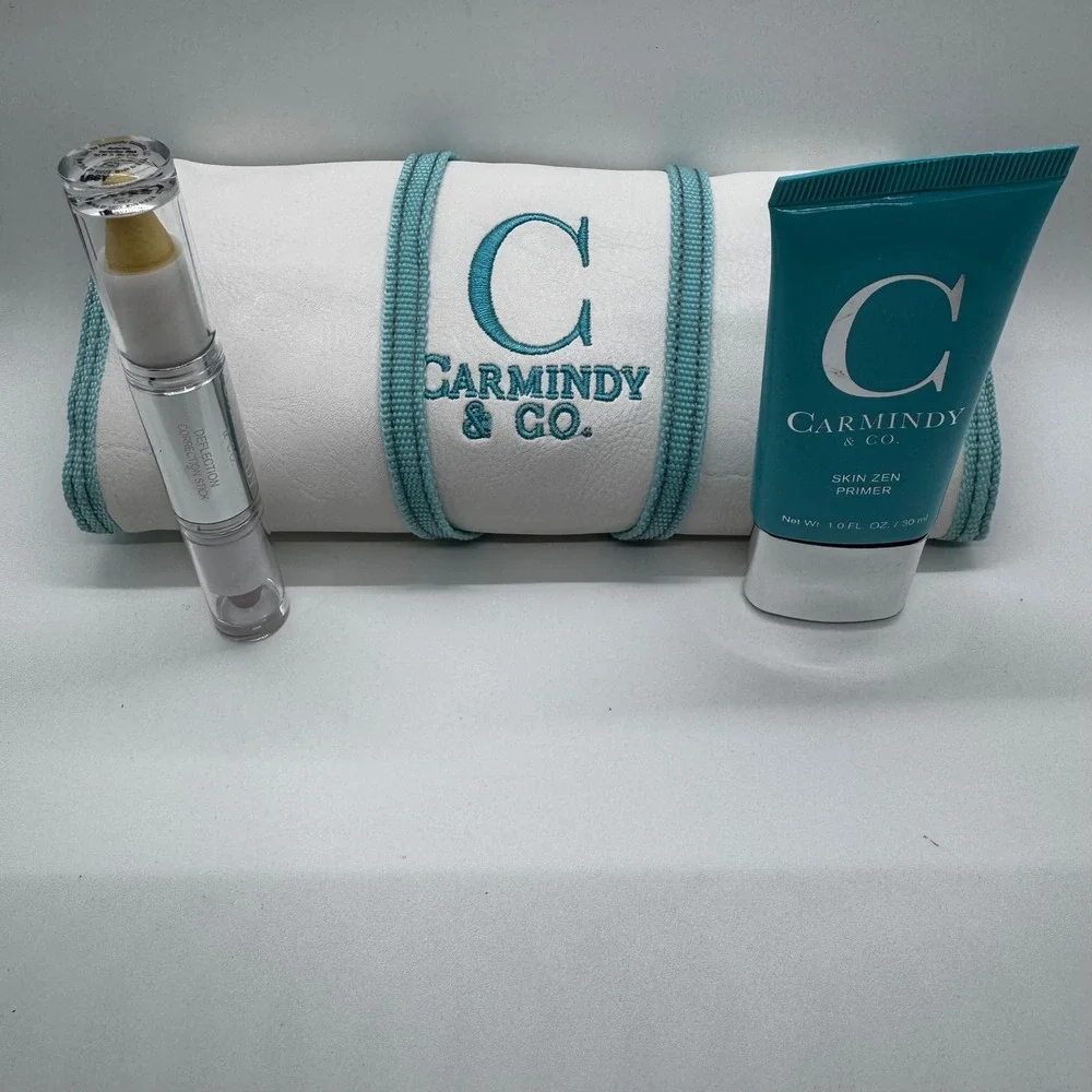 Carmindy & Co Makeup Brush Set Primer‎ Correction Stick White Teal Professional